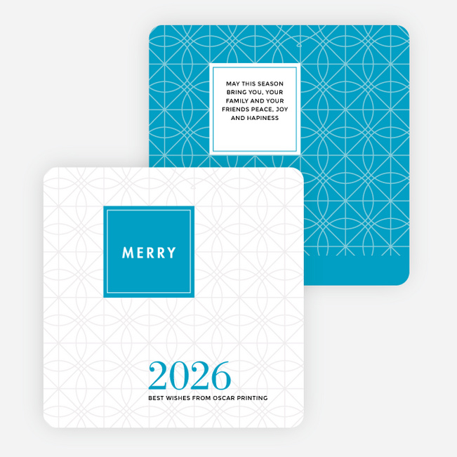 Abstract Ornaments Corporate Holiday Cards - Blue