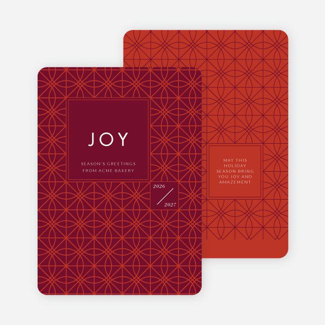 Abstract Patterns Corporate Holiday Cards - Red