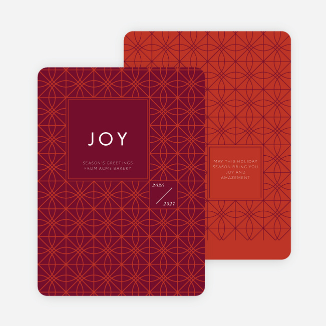 Abstract Patterns Corporate Holiday Cards - Red