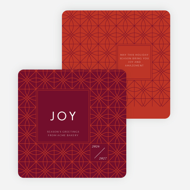 Abstract Patterns Corporate Holiday Cards - Red