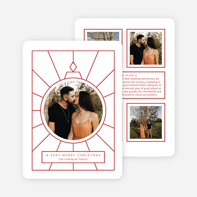 Simple Ornament Christmas Cards - Red