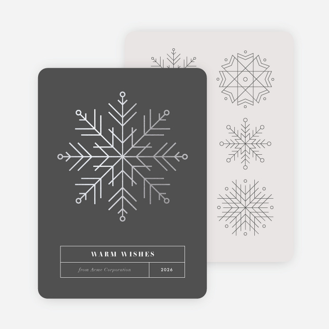 Snowflake Collection Business and Corporate Holiday Cards - Gray