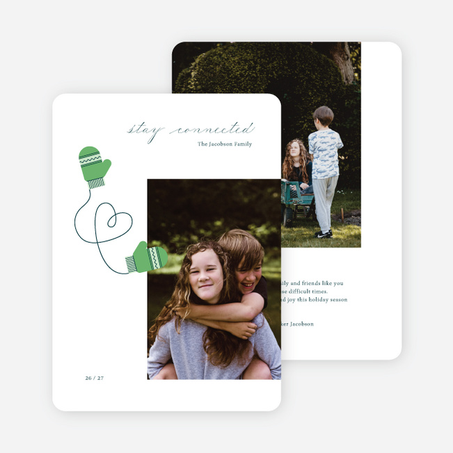Warm Mittens Multi Photo Holiday Cards - Green