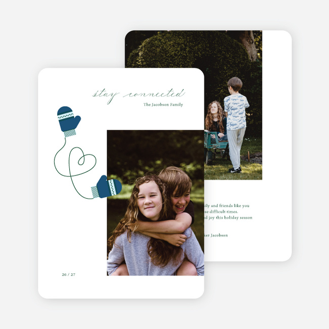 Warm Mittens Multi Photo Holiday Cards - Blue