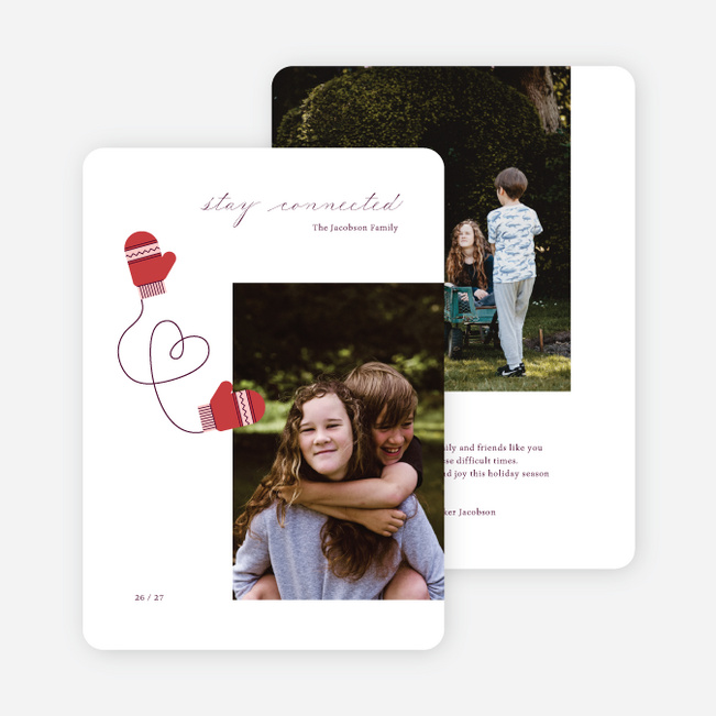 Warm Mittens Multi Photo Holiday Cards - Red