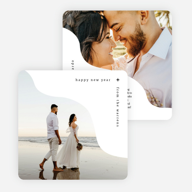 Big Wave New Year Cards and Invitations - White