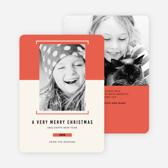 Bracket Photo Holiday Cards - Red