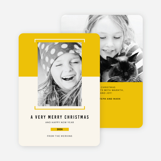 Bracket Photo Holiday Cards - Yellow