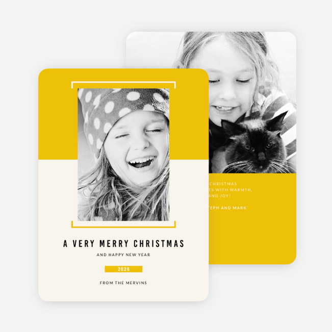 Bracket Photo Holiday Cards - Yellow