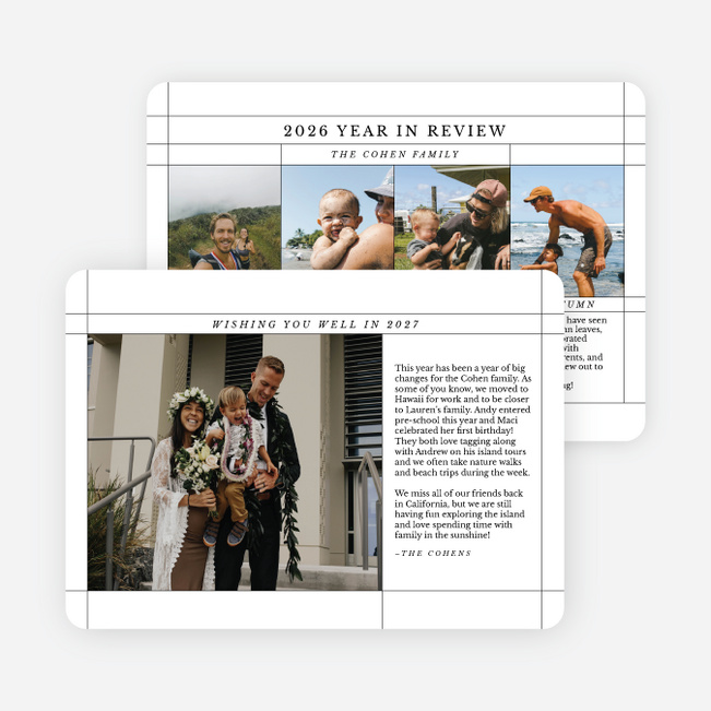 Contemporary Grid New Year Cards and Invitations - Black