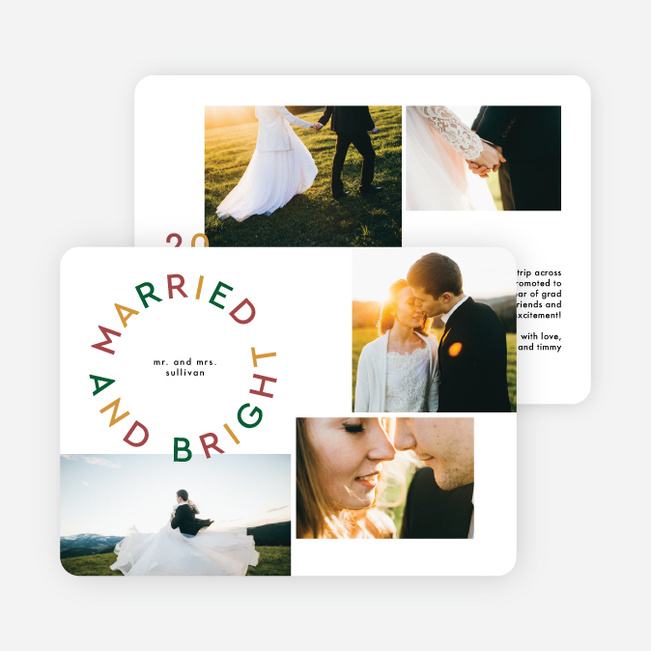 Festive Contemporary Stamp Holiday Cards and Invitations - White