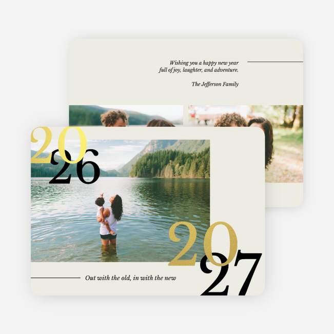 Foil New Outlook New Year Cards and Invitations - Yellow