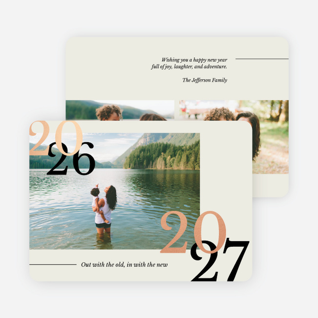 Foil New Outlook New Year Cards and Invitations - Pink