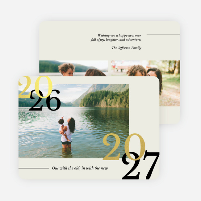 Foil New Outlook New Year Cards and Invitations - Yellow