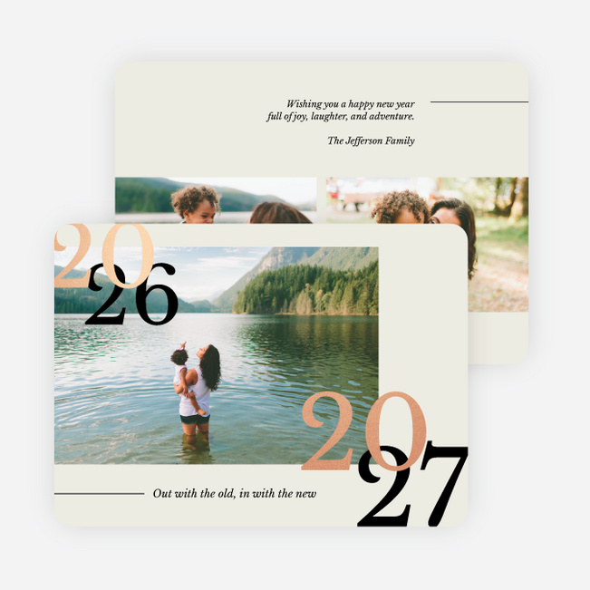 Foil New Outlook New Year Cards and Invitations - Pink