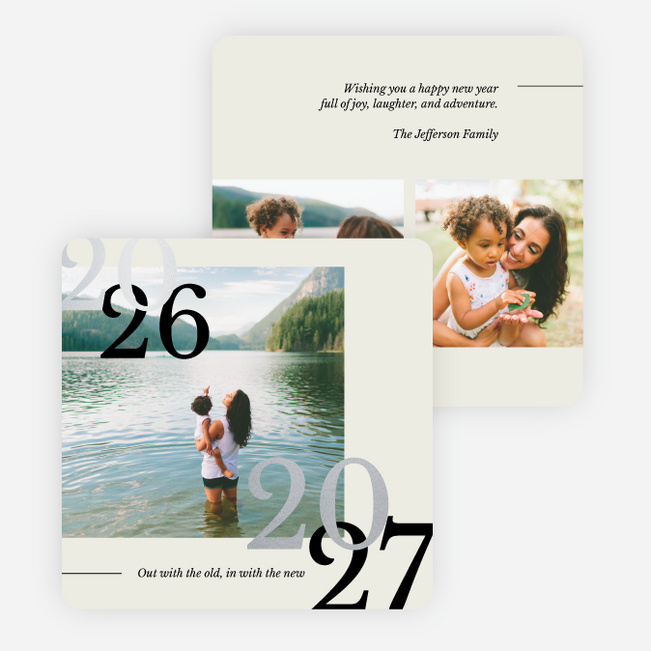 Foil New Outlook New Year Cards and Invitations - Gray