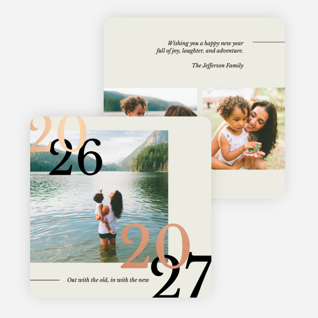 Foil New Outlook New Year Cards and Invitations - Pink