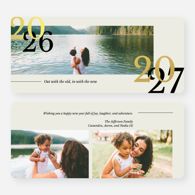 Foil New Outlook New Year Cards and Invitations - Yellow