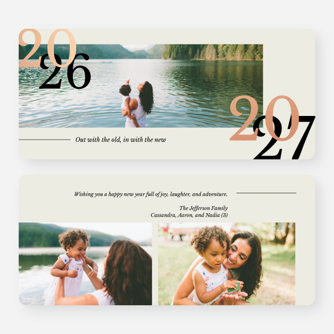 Foil New Outlook New Year Cards and Invitations - Pink