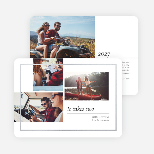 Framed Trio of Two New Year Cards and Invitations - Gray