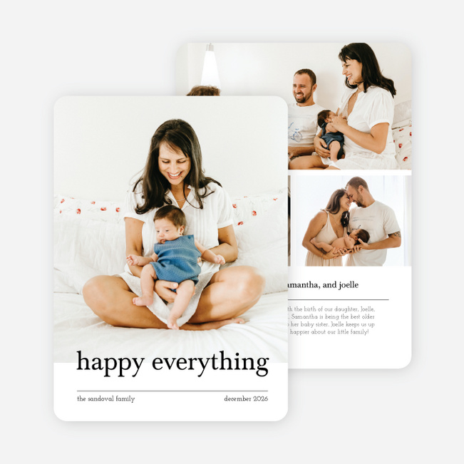 Happiness Abound Holiday Cards and Invitations - White