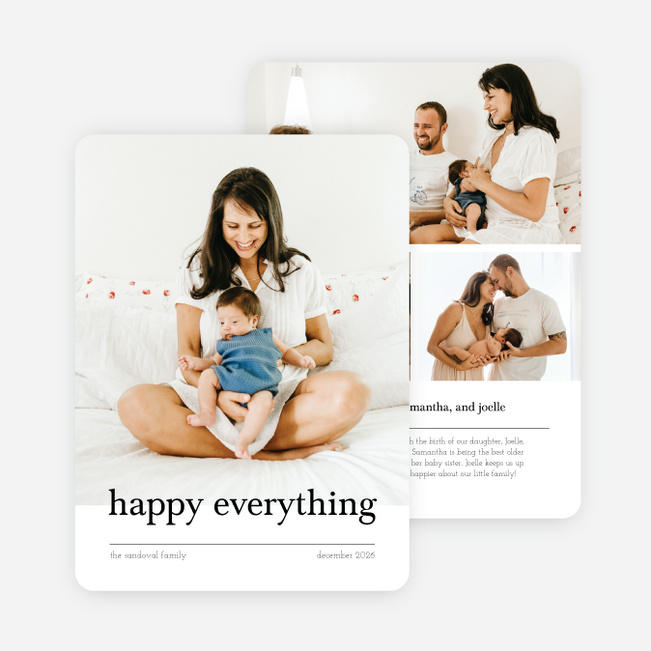 Happiness Abound Holiday Cards and Invitations - White