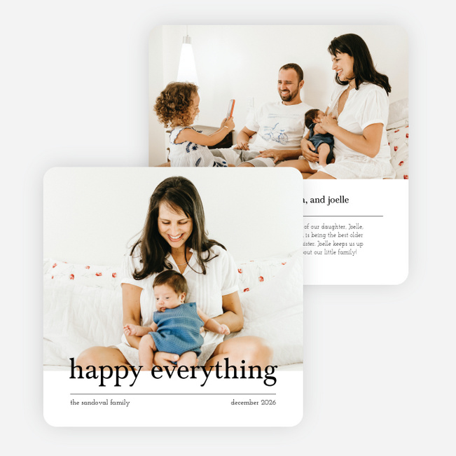Happiness Abound Holiday Cards and Invitations - White