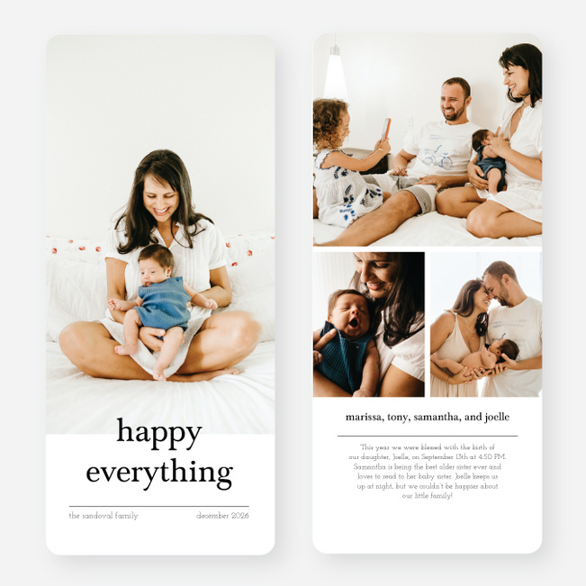 Happiness Abound Holiday Cards and Invitations - White