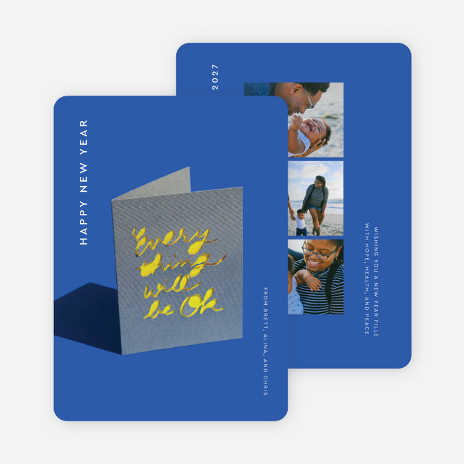 Hopeful Sentiment New Year Cards and Invitations - Blue