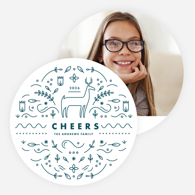 Illustrated Icons Christmas Cards - Blue