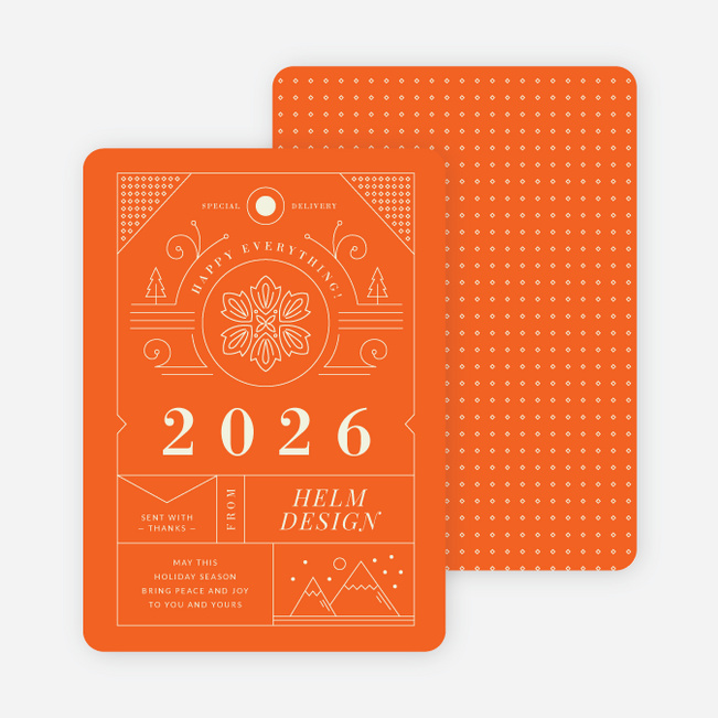 Intricate Details Corporate Holiday Cards - Orange