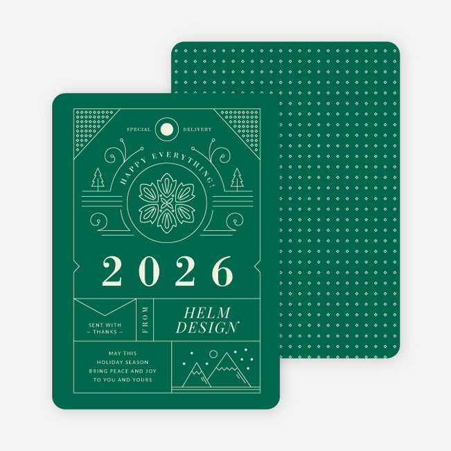 Intricate Details Corporate Holiday Cards - Green