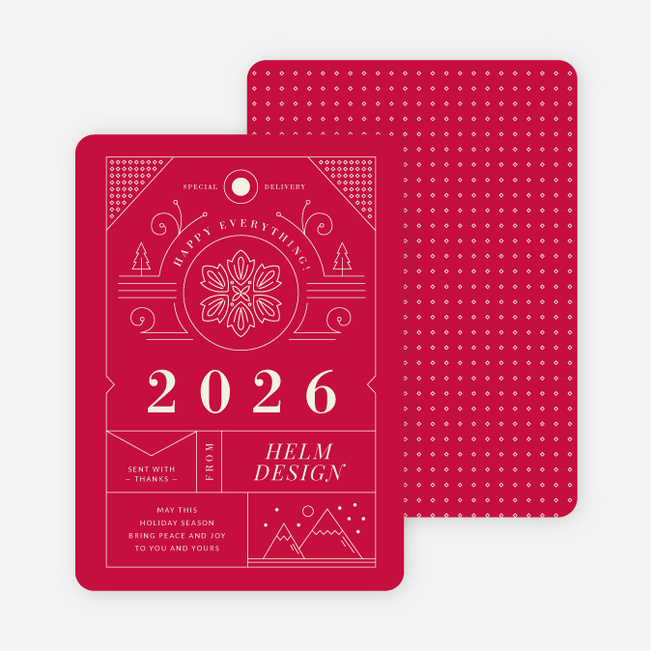 Intricate Details Corporate Holiday Cards - Red