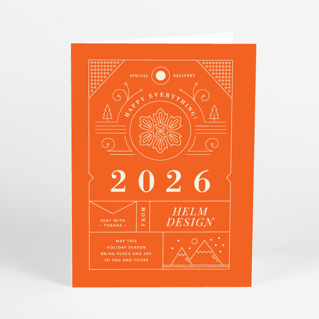 Intricate Details Corporate Holiday Cards - Orange