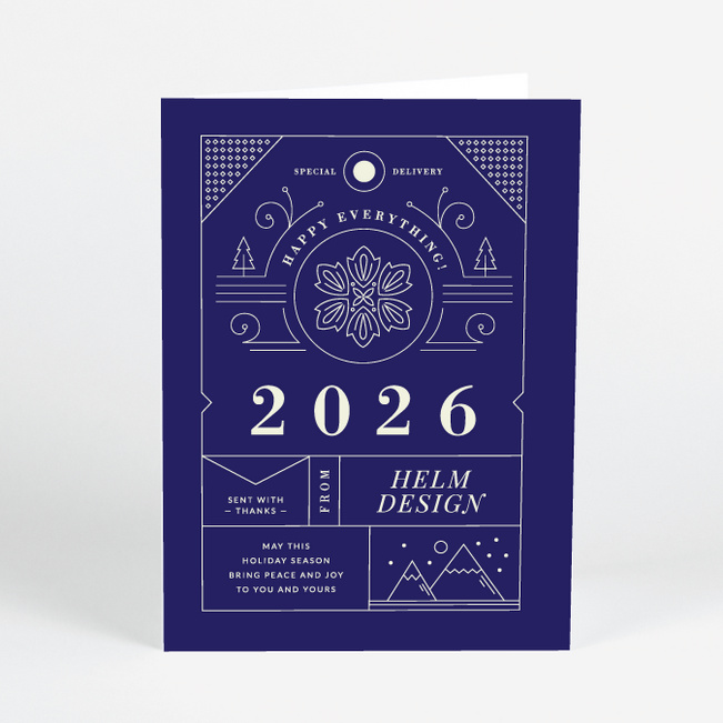 Intricate Details Corporate Holiday Cards - Blue