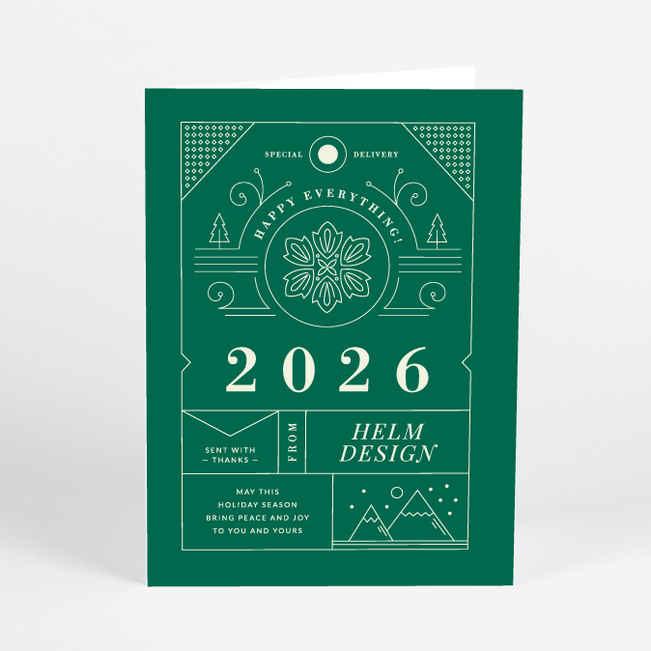 Intricate Details Corporate Holiday Cards - Green