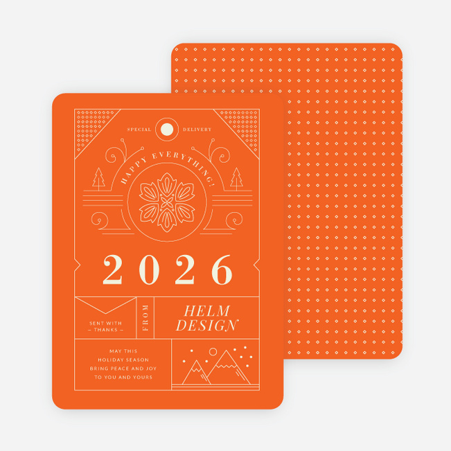 Intricate Details Corporate Holiday Cards - Orange