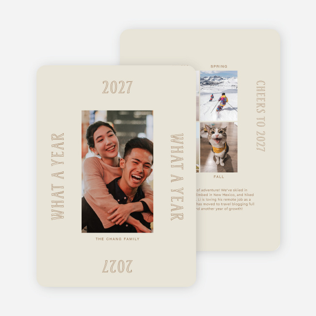 Memory Grid New Year Cards and Invitations - Beige