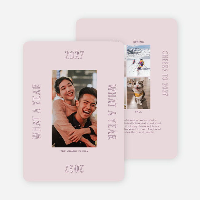 Memory Grid New Year Cards and Invitations - Pink