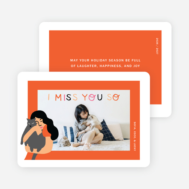 Miss You So Holiday Cards and Invitations - Orange