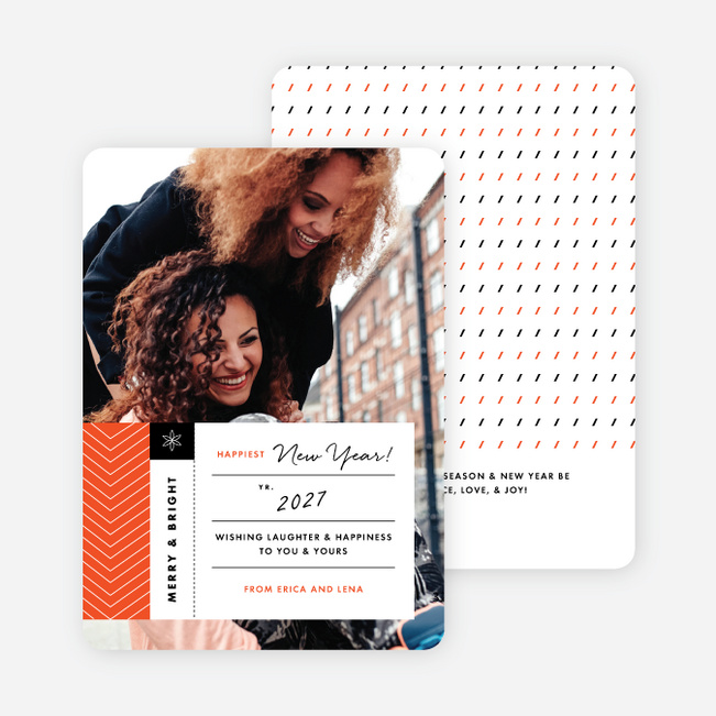 Modern Tags New Year Cards - Orange