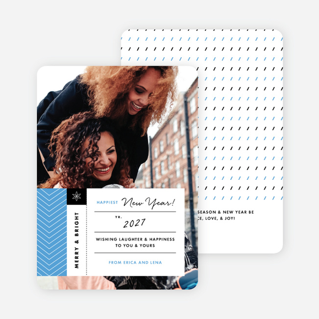 Modern Tags New Year Cards - Blue