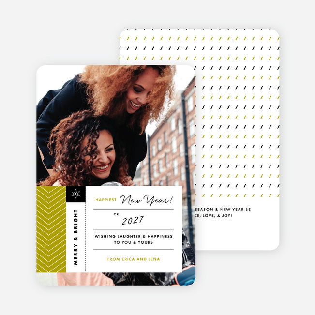 Modern Tags New Year Cards - Green