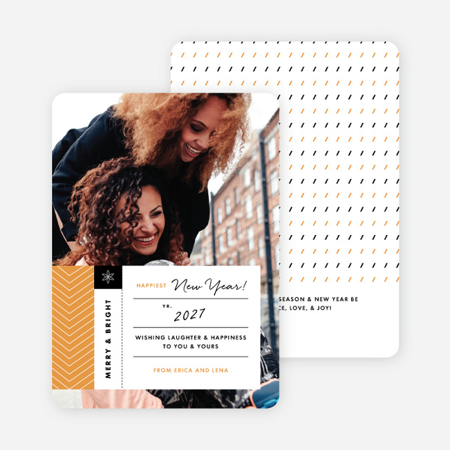 Modern Tags New Year Cards - Yellow