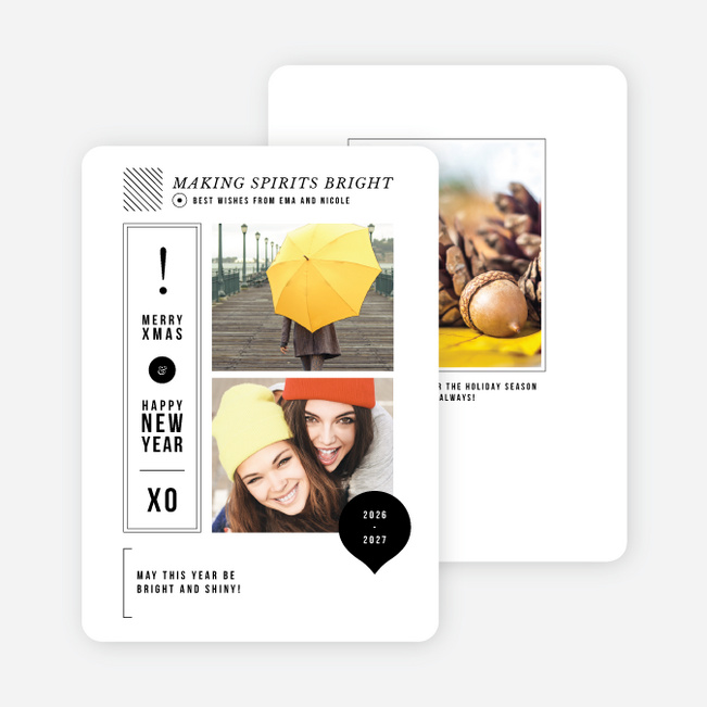 Whimsical Icons Holiday Cards - Black