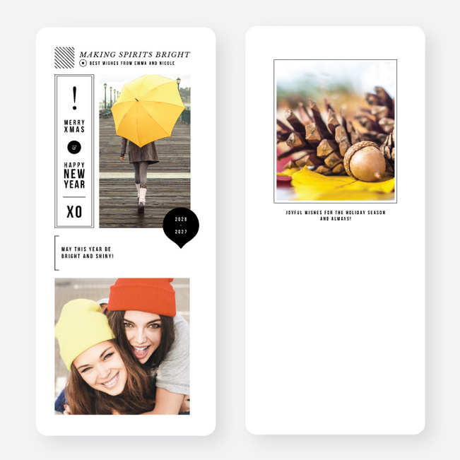 Whimsical Icons Holiday Cards - Black