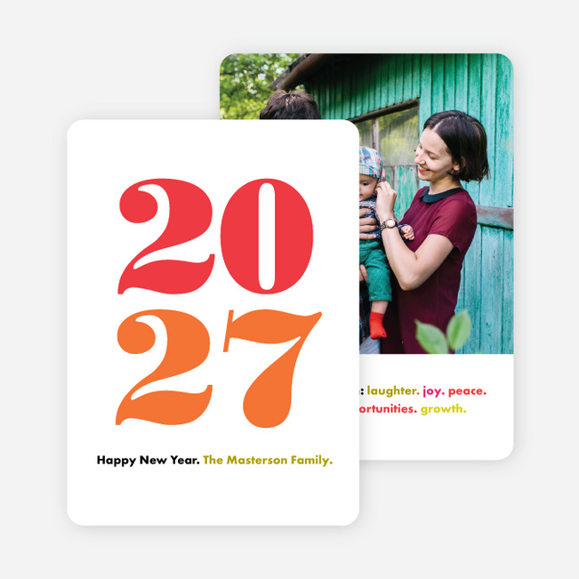 Bright Type New Year Cards - Red