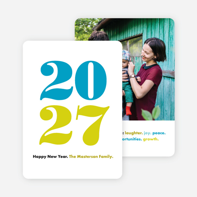 Bright Type New Year Cards - Blue