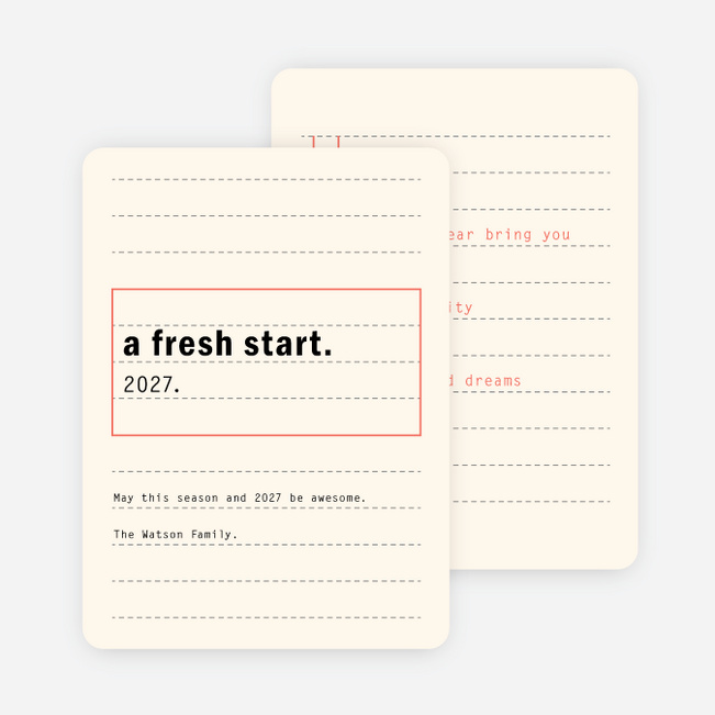 Fresh Start New Year Cards - Beige