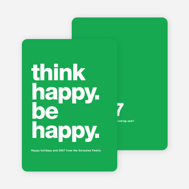Be Happy New Year Cards - Green